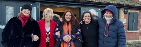 Mayor Anita Collier with others at a Chistmas get together at Victoria Park community cafe