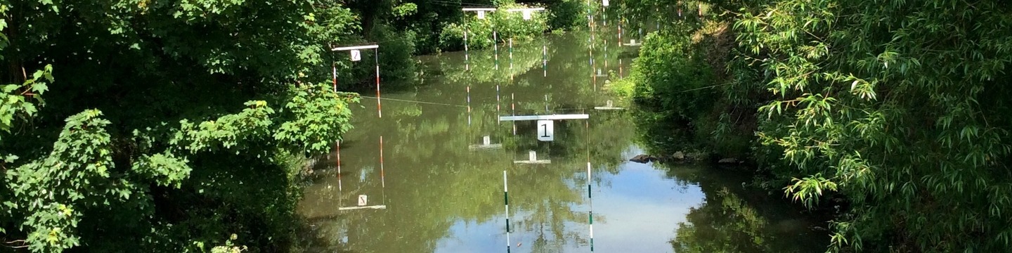 River Frome with canoe club markers 